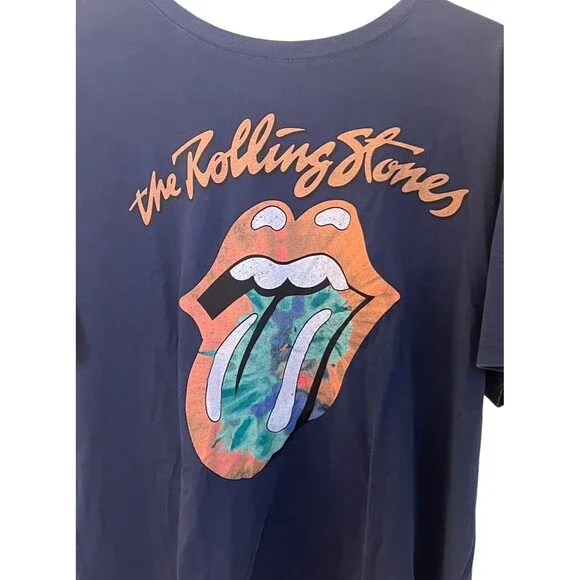 NWT Women's Navy Rolling Stones S/S Band Tee Size Large - Picture 2 of 9